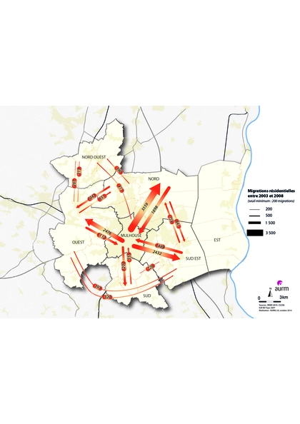 Les migrations résidentielles 2003 - 2008 - Région mulhousienne