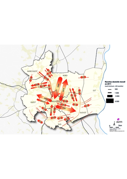 Les navettes domicile-travail en 2011 - région mulhousienne