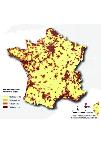 Part de la population couverte en 4G en France