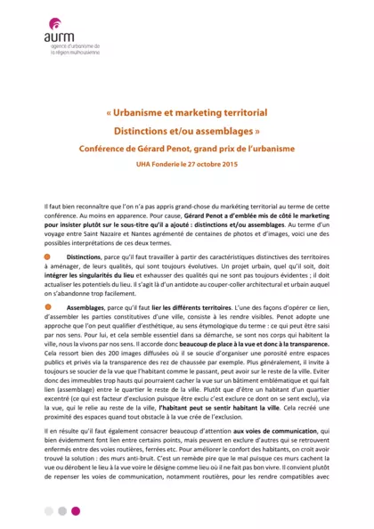 Urbanisme et marketing territorial : distinctions et/ou assemblages