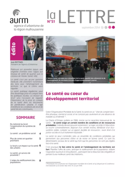 Lettre de l'agence : La santé au coeur du développement territorial