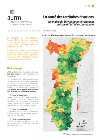 La santé des territoires alsaciens : un indice de développement humain calculé à l'échelle communale