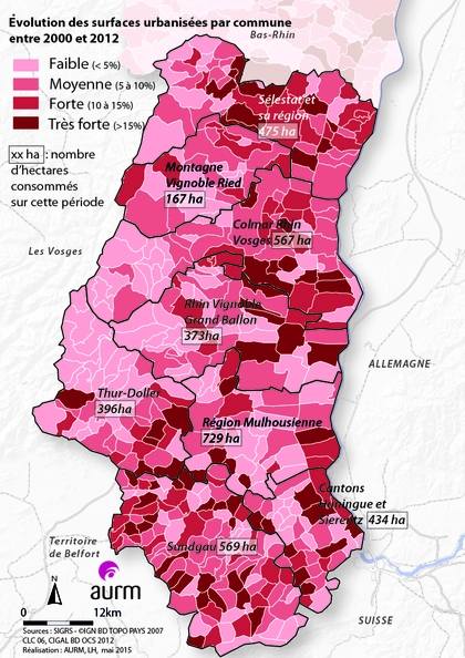 Evolution de la consommation foncière 2000 - 2012