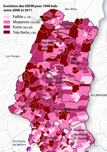 Evolution des DEFM pour 1000 hab. entre 2006 et 2011