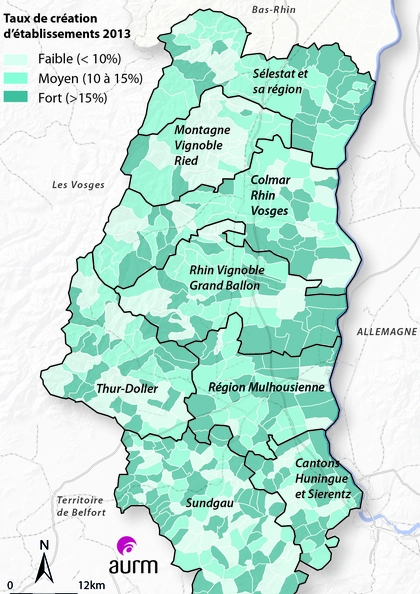 Taux de création d'établissements en 2013