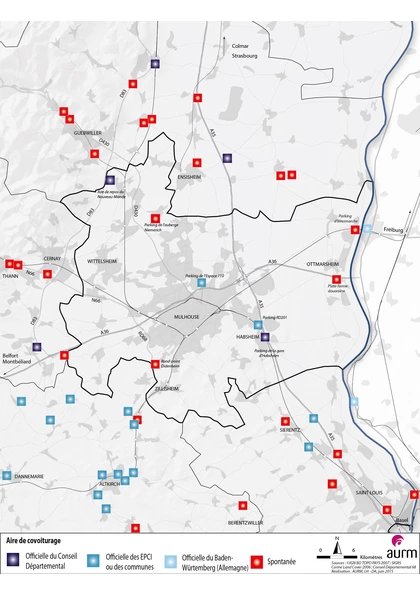 Les aires de covoiturage en 2015 - Région mulhousienne