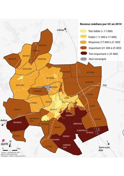 Revenus médians par unité de consommation en 2010 - m2A