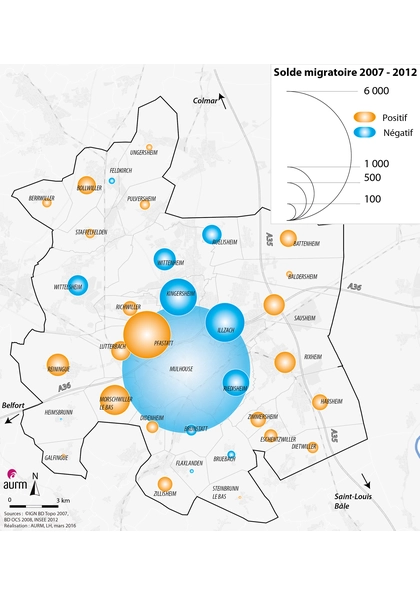 Solde migratoire 2007 - 2012 - m2A