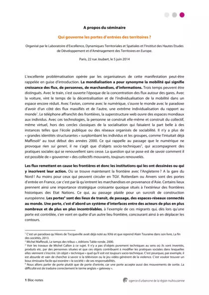 Qui gouverne les portes d'entrée des territoires?