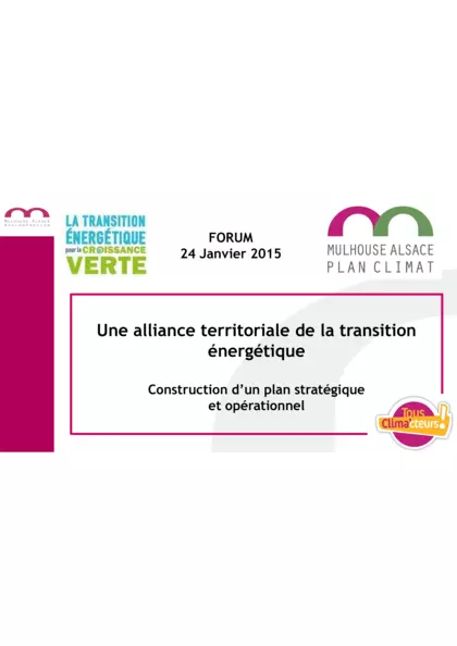 Une alliance territoriale de la transition énergétique : construction d'un plan stratégique et opérationnel