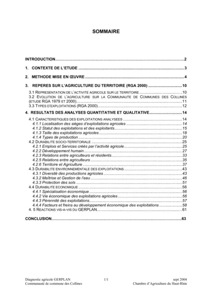 GERPLAN : Communauté de communes des collines. Diagnostic agricole