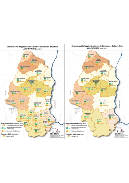 Evolution des périmètres des intercommunalités entre 2016 et 2017