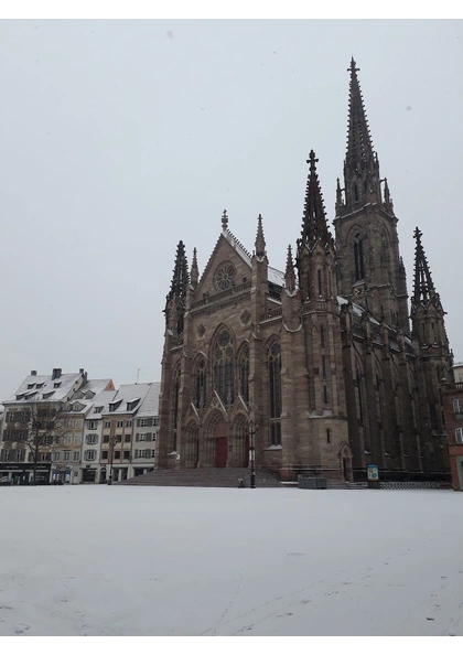 2018Mulhouse sous la neige, temple Saint-Etienne