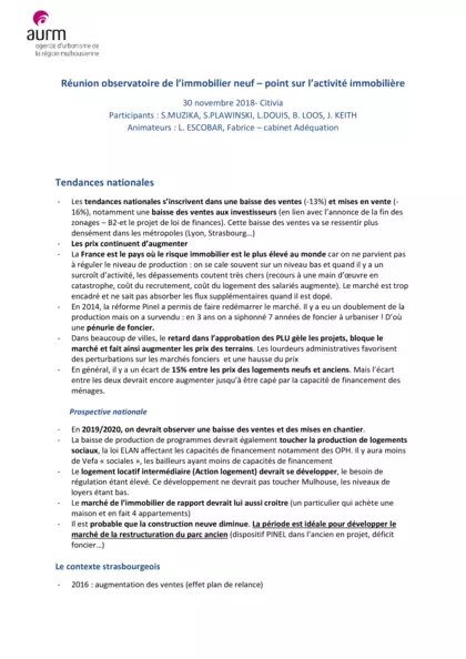 Point sur l'activité immobilière - Observatoire immobilier neuf