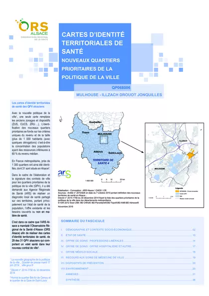 Cartes d'Identité Territoriales de Santé  Nouveaux Quartiers Prioritaires de la Politique de la Ville Mulhouse- Quartier Drouot-Jonquilles