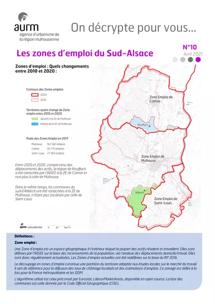 Les zones d'emploi du Sud Alsace