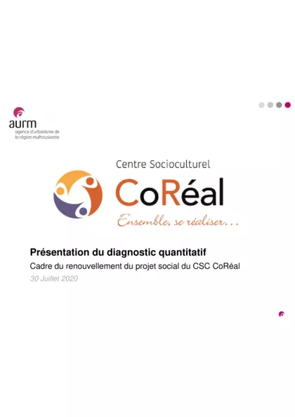 Centre Socioculturel CoRéal : présentation du diagnostic quantitatif