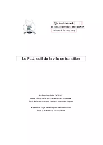Le PLU, outil de la ville en transition (rapport de stage)
