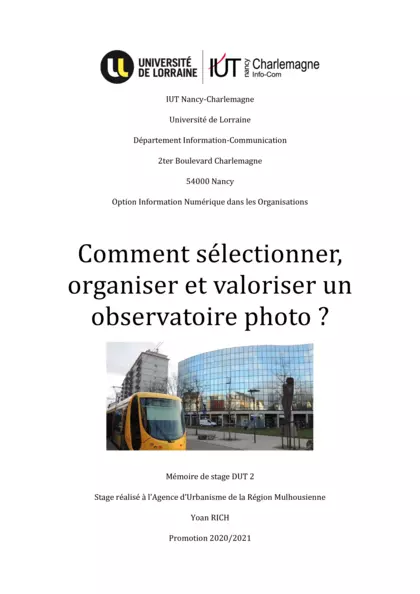 Comment sélectionner, organiser et valoriser un observatoire photo ? (Rapport de Stage)