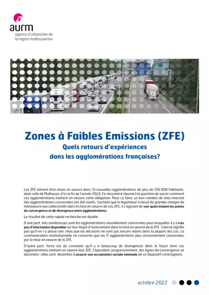 Zones à Faibles émissions (ZFE) quels retours d'expériences dans les agglomérations françaises ?