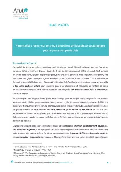 Parentalité : retour sur un vieux problème philosophico-sociologique