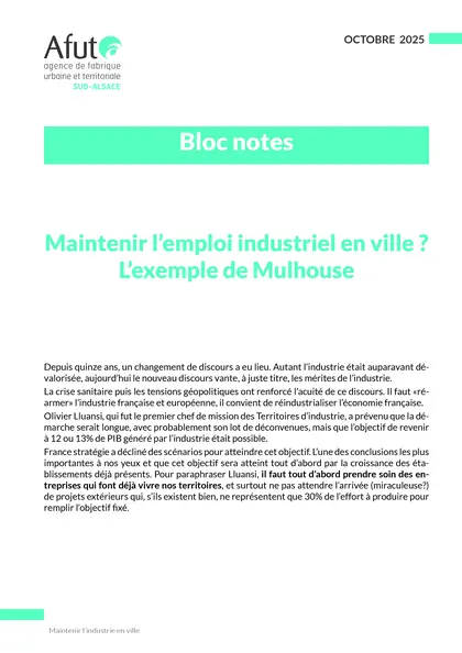Maintenir l’emploi industriel en ville ? L’exemple de Mulhouse