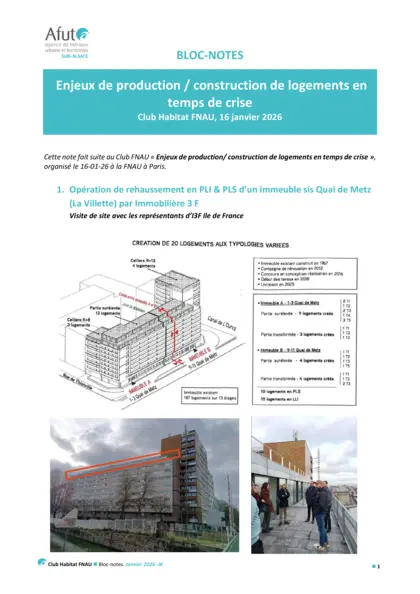 Enjeux de production / construction de logements en temps de crise